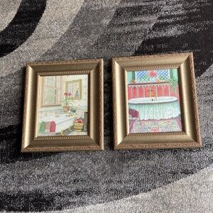 Pair of Framed Bathroom Scene Pictures by H Downing Hunter